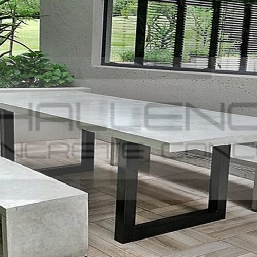 Concrete top, black metal base WM